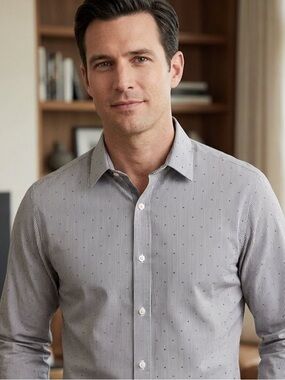 Banana Republic Men's Gray Patterned Button-Down Shirt